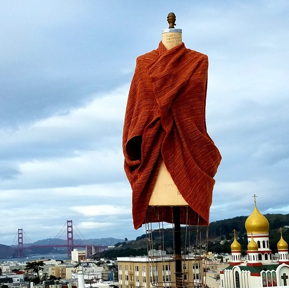 Sweaters - Carol Pritcher Handmade Rust Poncho/Wrap, O/S